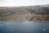 Aerial view of the Inuit community of Qaanaaq in the Avanersuaq region of Northwest Greenland