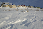 Modern houses in the Yupik Eskimo village of New Chaplino. Chukotskiy Peninsula, Siberia, Russia. 2010