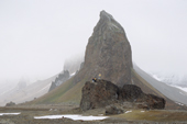 Spectacular rock formation at Cape Tegettoff on Hall Island. Franz Josef Land. 2004