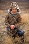 Alexei Eynavtagin, a Chukchi boy,from a reindeer herding family in Koryakia. Khamchatka, Siberia, Russia. 1999