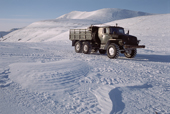 An Ural truck on a winter road in the Kolyma Mountains. Northern Evensk, Magadan Region, E. Siberia, Russia. 2006