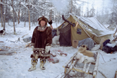 Roman Elrika, an Even reindeer herder at a winter camp in Northern Evensk. Magadan Region, Eastern Siberia, Russia. 2006