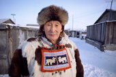 Alexey Elrika, an Even man from Gizhiga wearing traditional clothing. Northern Evensk, Magadan Region, E.Siberia, Russia. 2006