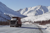 A truck on the famous 2,000 km 'Kolyma Highway' that links the cities of Magadan & Yakutsk. Magadan Region, Far East, Russia. 2006