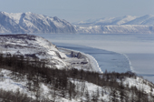 View of the coastline in winter near Ola, East of Magadan. Far East, Russia. 2006