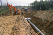 Sakhalin Energy oil & gas pipeline construction site near Val on Sakhalin Island. Russian Far East. 2006