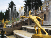Gilded statue of Apollo and the Python, at the Great Cascade. Peterhof Palace. Near St. Petersburg, Russia. 2010