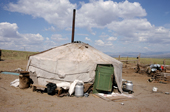 Goat herder's Yurt out on the steppe. Republic of Tuva, Siberia. 1998