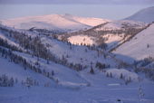 Mountains in the Verkhoyansk Range in winter near Batagay Alyta. Verkoyansk, Yakutia, Siberia, Russia. (1999)
