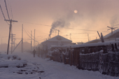 Street scene in Verkhoyansk, the coldest town in the Northern Hemisphere. Yakutia, Republic of Sakha, Russia. (1999)