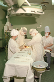 Surgeons perform an appendectomy in Norilsk's 108 million Dollar hospital. Western Siberia, Russia. 2000