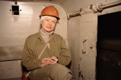A woman miner rides in a train to the pit face at the October mine near Norilsk. W.Siberia, Russia. 2000