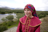 Kristina Neyva, a young Khanty woman, in the Polar Ural Mountains. Yamal, Western Siberia, Russia
