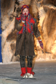 Sami girl performs a joik at the opening of the 400th Jokkmokk Winter Market. Sweden. Size to A4