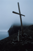 Maria-Musch Bukta, Jan Mayen 2004. Cross is not a grave but a memorial for a Norwegian sealer from the early 20th century.